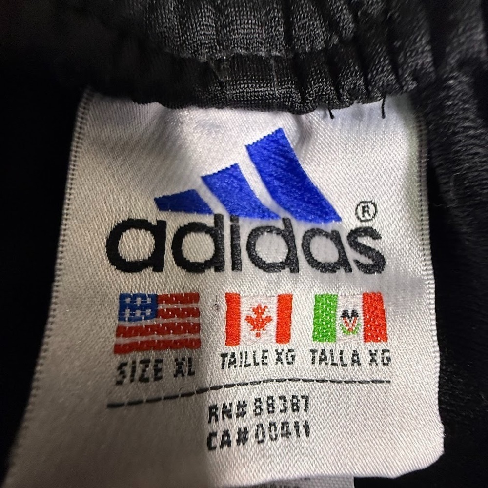 Vintage Adidas Track Pants Mens XL Black 3 Stripe Full Side Tear Away Snap Off - Picture 3 of 8